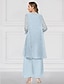 economico Set di abiti per la mamma-Due Pezzi Linea ad A Set di Abiti Lunghezza alla caviglia Abito da invitata a nozze Abito da cerimonia per signora Manica Lunga Girocollo Elegante Formale Ospite di nozze Chiesa Chiffon Abiti con