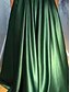 billige GRØNN-A-Linje Quinceañera Kjoler Elegant Kjole Bryllup Bryllupsgjester Gulvlengde Ermeløs En Skulder Chiffon Sateng Bakløs med Falsker