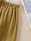 abordables Short en lin et coton-Femmes Short en coton et lin Shorts Slacks Occasionnel Longueur Genou Naturel Uni Avec Poches Conception à cordon élastique Confortable Extérieur Extérieur Rue Abricot Noir Jaune Vert Été Coupe