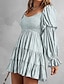 preiswerte Ausgefallene Kleider-Damen Minikleid Blumenkleid Boho-Kleid Druckkleid Westernkleid Klassisch Modern Outdoor Urlaub Ferien Normale Passform Blume Langarm Schulterfrei Blau Braun Grün Aprikose Sommer