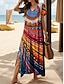 abordables Robes décontractées-Femmes Robe Midi Robe d&#039;Été Robe trapèze Robe d&#039;été Vacances Occasionnel Coupe Ample Fleuri Graphique À pois Manche Courte Col en V Arc-en-ciel Été Printemps Automne