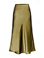 billige Ensfarvede nederdele-Dame Skjørte Mode Maxi Alm. taljede Nederdele Vanlig Spaltede spidser Mikroelastisk Ferierejse Afslappet / Hverdag Vin Flåde Sort Champagne Sommer Polyester