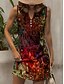 abordables Arte &amp; Diseño Vestidos-Mujer Mini vestido Vestido de verano Vestido de cambio Vestido con hombros descubiertos Vacaciones Casual Exterior Noche Playa Ajuste regular Ombre Graphic Geométrico Sin Mangas Escote en Pico Rojo