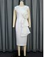 abordables Petites Robes Blanches-Robe de mariée sirène  trompette col rond sans manches longueur thé satin robes de mariée avec couleur unie