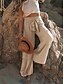 cheap Plain Cotton Linen Pant-Women&#039;s Wide Leg Baggy Pants Solid Color Fashion Streetwear Stylish Full Length High Waist Plain Comfort Outdoor Micro-elastic Vacation Street Daily Wine Robin&#039;s Egg Blue Black White Summer Spring
