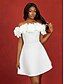 baratos Vestidos Brancos Curtos-Vestidos de Noiva A-Line Ombro Descoberto Sem Mangas Curto  Mini Vestidos de Noiva Satin com Cor Sólida