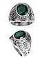 preiswerte Herrenschmuck-Herren-Vintage-Armeering mit smaragdgrünem Edelstein – antiker silberner Statement-Ring im Militärstil für Veteranen und Sammler