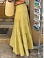 ieftine Fuste simple-Fustă Maxi pentru femei Fustă A Line Culoare solidă Fashion Casual Maxi Fuste Talie înaltă Simplă Pachet Print Micro-elastic Stradal Zilnic Negru Alb Portocaliu Verde Vară Poliester Bumbac Mix