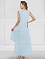 economico Set di abiti per la mamma-Due Pezzi Linea ad A Set di Abiti Lunghezza alla caviglia Abito da invitata a nozze Abito da cerimonia per signora Manica Lunga Girocollo Elegante Formale Ospite di nozze Chiesa Chiffon Abiti con