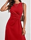 cheap Plain Dress-Women's Midi Dress A Line Dress Solid Color Bodycon Dress Work Dresses Semi Formal Office Slim Graphic Sleeveless Crew Neck Black Pink Red Blue Summer
