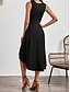 cheap Plain Dress-Women's Midi Dress A Line Dress Solid Color Bodycon Dress Work Dresses Semi Formal Office Slim Graphic Sleeveless Crew Neck Black Pink Red Blue Summer