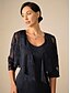 billige Dressy Toppe-Dame Trækker på skuldrene Helfarve Elegant Stilfuld Afslappet 3/4-ærmer Asymetrisk Crop Tops Bryllupsgæst Strand bryllup Navyblå Sommer Forår Efterår