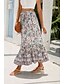 baratos Saias gráficas-Mulheres Saia Bohemia Casual Boho Longo Cintura Média Saias Floral Imprimir Micro-Elástica Férias Rua Amêndoa Vermelho Azul Laranja Verão Raiom