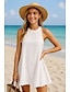 abordables Robes de Diplôme-Femmes Mini Robe Robe Blanche Robe de remise des diplômes Élégant Basique Moderne Vacances Fête Plage Coupe régulière Uni Sans manches Col Halter Blanche Été