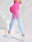 preiswerte Yoga Leggings &amp; Strumpfhosen-Damen Yogahose Yoga-Leggings Elastischer Bund Bauchkontrolle Po-Lifting Yoga Fitnesstraining Pilates Hosen Farbverläufe Rosa Purpur Grün Herbst Sport Sportkleidung Dehnbar Schlank