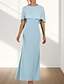 billige Semi-formell / Cocktail-Sjøfrue  Trumpe Bryllupsgjest Kjoler Elegant Kjole Bryllupsgjest Forlovelse Gulvlengde Uten Ermer Rund Hals Chiffon med Volanger