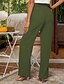 baratos Calça de linho de algodão simples-Mulheres Calças de linho de algodão Calças Roupa de rua Casual Comprimento total Natural Tecido Cintura elástica Confortável Casual / Diário Final de semana Cinzento Azul Marinho Preto Verde Tropa