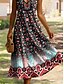 baratos Vestidos Florais-Mulheres Vestido Longo Vestido A Line Vestido de decote Férias Casual Ao ar livre Normal Floral Gráfico Sem Manga Decote V Com Alças Finas Amarelo Vermelho Azul Roxo Verão Primavera