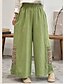 economico Pantaloni in lino e cotone semplici-Pantaloni boho da donna a gamba larga in tinta unita chinos vacanza stile vintage etnico lunghezza intera vita alta tinta unita tasca vita elastica comfort outdoor micro-elastici vacanza street