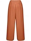 abordables Pantalon uni en coton et lin-Femmes Pantalon en coton et lin Pantalon palazzo Mode Streetwear Confort Longueur complète Taille Moyenne Uni Taille Élastique Confortable Extérieur Rue Tenue quotidienne Sortir Abricot Noir Blanche