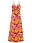 abordables Robes Floraux Imprimés-Femmes Robe Midi Robe d&#039;été Robe Nuisette Robe bohème Mode Moderne Quotidien Plage Week-end Coupe régulière Fleuri Sans manches Col en V Jaune clair Jaune Bleu Violet Été