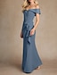 cheap Bridesmaid Dresses-Mermaid / Trumpet Bridesmaid Dress Off Shoulder Short Sleeve Elegant Floor Length Stretch Fabric with Ruffles / Ruching
