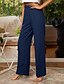 baratos Calça de linho de algodão simples-Mulheres Calças de linho de algodão Calças Roupa de rua Casual Comprimento total Natural Tecido Cintura elástica Confortável Casual / Diário Final de semana Cinzento Azul Marinho Preto Verde Tropa