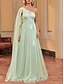abordables Robes de demoiselle d&#039;honneur-Robes de mariage vertes A-Line avec appliques en dentelle à une épaule sans manches longueur de sol en chiffon robes de mariée avec détails froncés