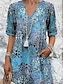 abordables robes imprimées vintage-Femmes Robe Midi Robe trapèze Robe d&#039;été Occasionnel Quotidien Coupe régulière Graphique Léopard Demi Manches Col en V Rouge Bleu Violet Fuchsia Été