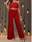 baratos calças femininas de festa-Womens Calças Baggy Chinos de Perna Larga Moda Streetwear Comprimento Total Cintura Alta Lisa Lantejoulas Confortáveis Macias Microelásticas Ao Ar Livre Festa Rua Preto Rosa Vermelho Verão Primavera