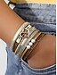 baratos Pulseira Feminina-Pulseira magnética feminina de couro sintético – pingente de coração e pérola em liga com texto inspirador, presente de joia estilo boho para mãe, adequada para o dia das mães, aniversários e roupas casuais