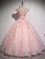 ieftine Rochii de Banchet-Rochii de Bal A-Line pentru Quinceanera Rochie Elegantă Nunți Invitat La Nuntă Lungime Pământ Sleeveless Off Shoulder Poliester Fără Spate cu Imprimeu Floral Plisate