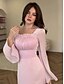 preiswerte Cocktailkleider-A-Linie Quinceanera Kleider Elegantes Kleid Formelle Hochzeit Bodenlang Lange Ärmel Quadrat-Ausschnitt Satin mit Raffung