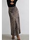economico Gonne grafiche-Per donna Gonna Casual Maxi Vita media Gonne Leopardo Stampato Micro-elastico Vacanza Streetwear Bianco Marrone Beige Estate Seta come il raso
