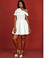 abordables Petites Robes Blanches-Robes de mariée ligne A une épaule manches courtes courte  mini robes de mariée en satin avec couleur unie