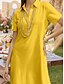 abordables Robe Simple-Robe Midi Femme Robe A Ligne Couleur Unie Vacances Décontracté Quotidien Rendez-vous Coupe Régulière Simple Couleur Unie Manches Courtes Col Chemise Blanc Jaune Vin Marine Été