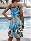 ieftine Rochie boho-Pentru femei Rochie Mini Rochie A line Rochie de vară Rochie Slip Vacanță Casual Zilnic Fit regulat Grafic Tribal Abstract Fără manșon În V Albastru piscină Mov Portocaliu Vară