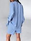 economico Set in cotone e lino-Per donna Moda Streetwear Set di biancheria in cotone Set da due pezzi Set di Pantaloncini Manica Lunga Colletto a Camicia Semplice Abbigliamento quotidiano Data Rosa Blu Estate Vestibilità regolare