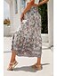 baratos Saias gráficas-Mulheres Saia Bohemia Casual Boho Longo Cintura Média Saias Floral Imprimir Micro-Elástica Férias Rua Amêndoa Vermelho Azul Laranja Verão Raiom