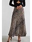 economico Gonne grafiche-Per donna Gonna Casual Maxi Vita media Gonne Leopardo Stampato Micro-elastico Vacanza Streetwear Bianco Marrone Beige Estate Seta come il raso