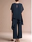 preiswerte Unter 129,99 $-Hosenanzug Brautmutterkleid Elegant Hemdkragen Asymmetrisch Chiffon Kurzarm mit Einfarbig 2025