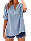 preiswerte Hemden-Damen Bluse Einfach Basic Lässig Kurzarm Einkerbiger Ausschnitt Normale Oberteile Täglich Knöpfe Tasche Rote Blau Purpur Beige Sommer Frühling