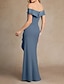 cheap Bridesmaid Dresses-Mermaid / Trumpet Bridesmaid Dress Off Shoulder Short Sleeve Elegant Floor Length Stretch Fabric with Ruffles / Ruching