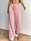 billiga breda ben och hög midja-Kvinnors Vida Ben Chinos Baggy Byxor Semester Mode Streetwear Full längd Hög Midja Randig Elastisk Midjeband Tryck Bekväm Mjuk Komfortabel Mikro-elastisk Utomhus Gata Svart Rosa Blå Brun