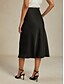 preiswerte Chiffon -Röcke-Damen Rock Elegant Mode Geschäftlich Midi Mittlere Hüfthöhe Röcke Einfach Arbeitskleidung Hochzeitsgast Schwarz Sommer Satin