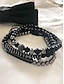 voordelige Heren sieraden-Zwarte kralenarmband voor heren met zilveren accenten - modieuze sieraden voor casual en formele gelegenheden, perfect als cadeau