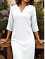 abordables Robe Simple-Femmes Robe maxi Robe T-Shirt Robe fourreau Vacances Chaussures de plage Extérieur Sortir Coupe régulière Couleur Unie Graphique Demi Manches Col en V Noir Blanche Rose Claire Vert Été Printemps