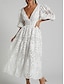 abordables Robes de cocktail-Robes A-Ligne Jaune Beurre Robe en Dentelle Brodée Mariage Invité de Mariage Longueur Maxi Manches Mi-Longues Col V Dentelle Sans Dos