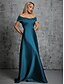 billige Brudepigekjoler-A-Line Brudepigekjole Off Shoulder Ærmeløs Elegant Gulvlængde Taffeta med Ensfarvet