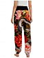 abordables Pantalón de lino y algodón con gráficos-Mujer Pantalones inspirados en el lino Perneras anchas Pantalones Estilo Étnico Casual Boho Longitud total Alta cintura Floral Bolsillo Cintura elástica Estampado Transpirabilidad Suave Microelástico